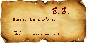 Benis Barnabás névjegykártya