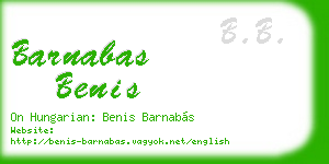barnabas benis business card